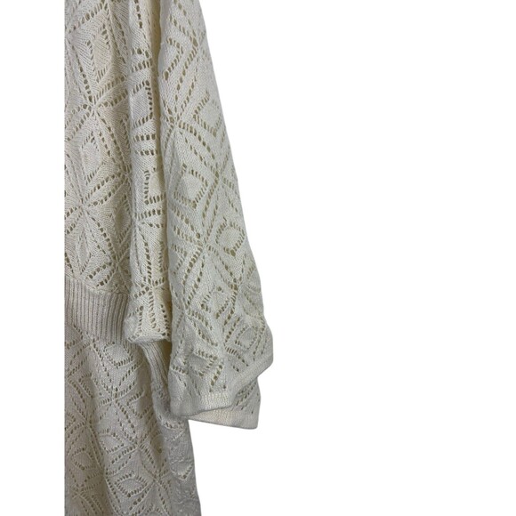 VTG Only Necessities Cream Open Knit Short Sleeve V-neck Beachy Sweater 2x - Picture 3 of 12
